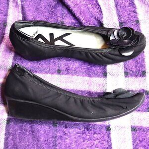 ROSE LOW WEDGES 7.5 Anne Klein Sport Office Work Black Dressy Party Bridesmaid